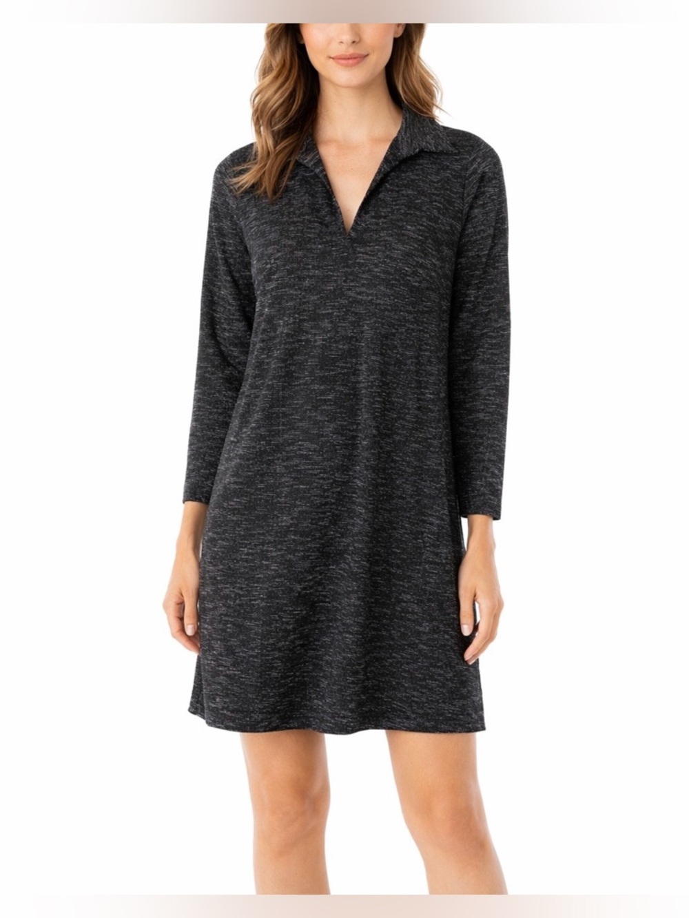 MNG Mango Basics Marled Jersey Shirtdress US 2 Elevated Basics Athleisure XS
